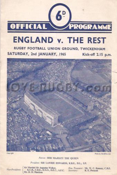 1965 England v The Rest  Rugby Programme